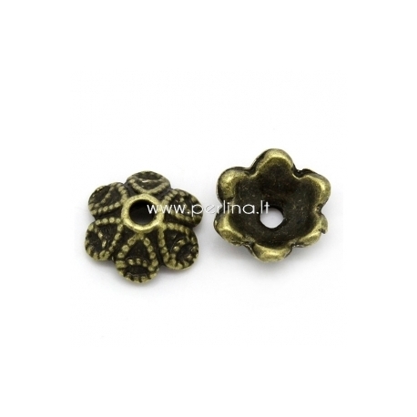 Bead cap, antique bronze, 10x9 mm, 1 pc