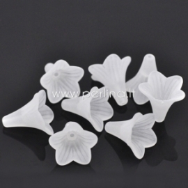 Acrylic flower bead, frosted white, 22x22 mm, 1 pc