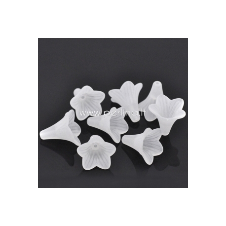 Acrylic flower bead, frosted white, 22x22 mm, 1 pc