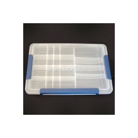 Dėžutė karoliukams, plastikinė skaidri, 27,5x18x4,3 cm