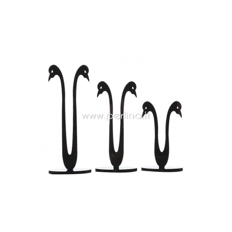 Acrylic earring stand holder "Bird", black, 3 pcs