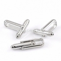Cuff links, silver tone, 24x7 mm, 2 pcs