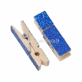 Wood peg, royal blue glitter, 4,5x1,4 cm, 1 pc