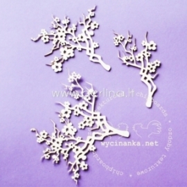 Chipboard "Twig of Cherry blossoms", 3 pcs