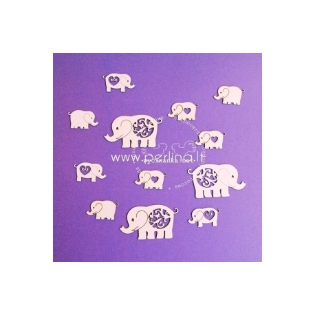 Chipboard "Elephants", 12 pcs