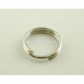 Double loops open jump ring, silver tone, 7 mm, 10 pcs