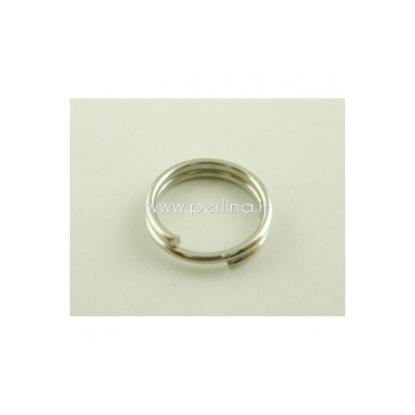 Double loops open jump ring, silver tone, 7 mm, 10 pcs
