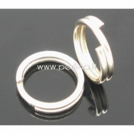 Double loops open jump ring, silver tone, 8 mm, 10 pcs
