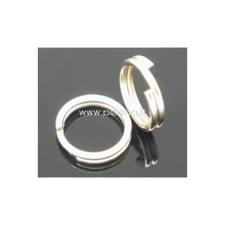 Double loops open jump ring, silver tone, 8 mm, 10 pcs