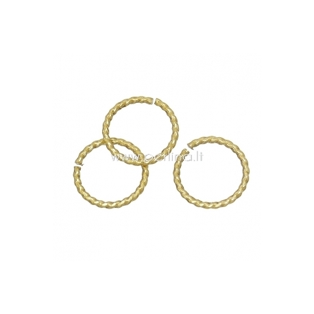 Textured open jump ring, brass tone, 10 mm, 1 pc