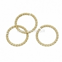 Textured open jump ring, brass tone, 12 mm, 1 pc