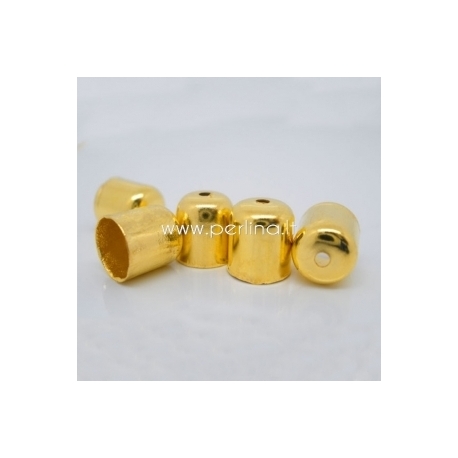 Necklace cord end tip, gold plated, 8x7 mm, 1 pc