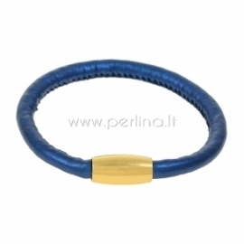 PU leather single bracelet, deep blue, 22 cm, 1 pc