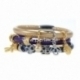 PU leather single bracelet, deep blue, 22 cm, 1 pc