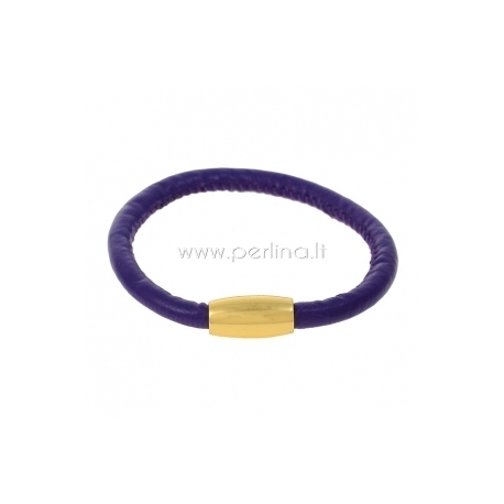 Dirbtinės odos apyrankė, violetinė sp., 22 cm, 1 vnt