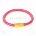 PU leather single bracelet, fuchsia, 22 cm, 1 pc