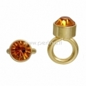 Bracelet accessory with crystal, gold plated, 17x11 mm