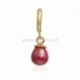 Bracelet accessory "Red pearlized", gold plated, 27x11 mm