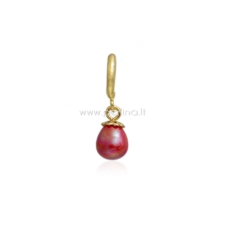 Aksesuaras apyrankei "Raudonas perlas", paauksuotas, 27x11 mm