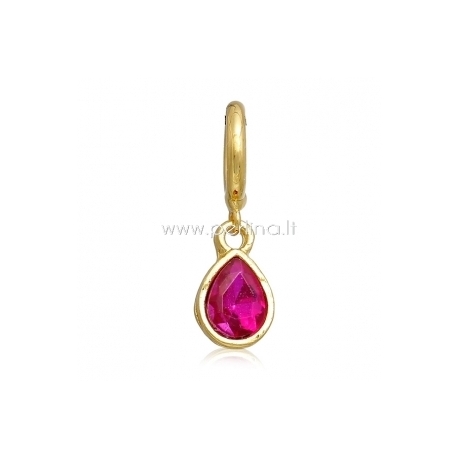 Bracelet accessory "Drop with crystal", gold plated, 26x11 mm