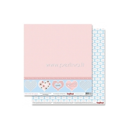 Paper "Hearts&Love Letters - You And Me Collection", 30,5x30,5 cm