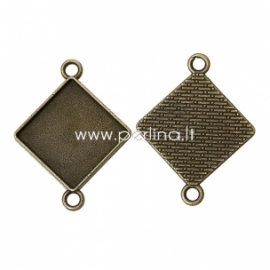 Connector "Rhombus", antique bronze, 39x30 mm