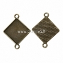 Connector "Rhombus", antique bronze, 39x30 mm