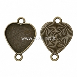Connector "Heart", antique bronze, 30x22 mm