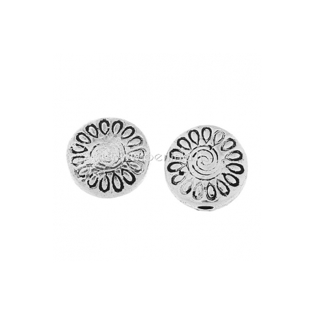 Spacer bead flower pattern, antique silver, 8 mm, 1 pc