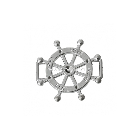 Connector "Rudder", silver tone, 28x27 mm, 1 pc