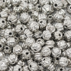 Intarpas - karoliukas gofruotas, sidabro sp., 3 mm, 1 vnt.
