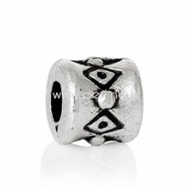 Spacer bead rhombus pattern, antique silver, 4x4 mm, 1 pc