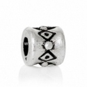 Spacer bead rhombus pattern, antique silver, 4x4 mm, 1 pc