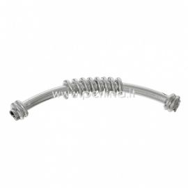 Curved spacer tube, silver tone, 50x5 mm, 1 pc