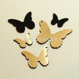Plexiglass finding pendant "Butterfly 4", black/gold, 2x1,8 cm