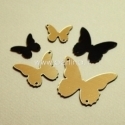 Plexiglass finding connector "Butterfly 4", black/gold, 3x2,4 cm