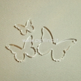 Plexiglass finding pendant "Butterfly 4", clear, 2x1,8 cm