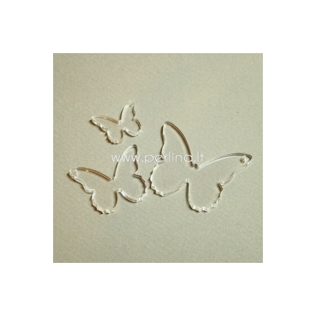 Plexiglass finding pendant "Butterfly 4", clear, 4x3,2 cm