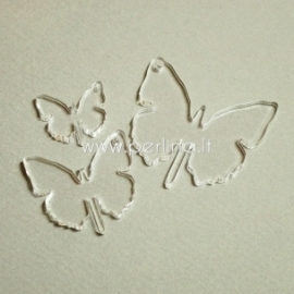 Org. stiklo detalė-pakabukas "Drugelis 1", skaidrus, 2x1,8 cm