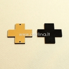 Plexiglass connector "Cross", black/gold, 3x3 cm