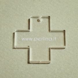 Plexiglass pendant "Cross", clear, 3x3 cm