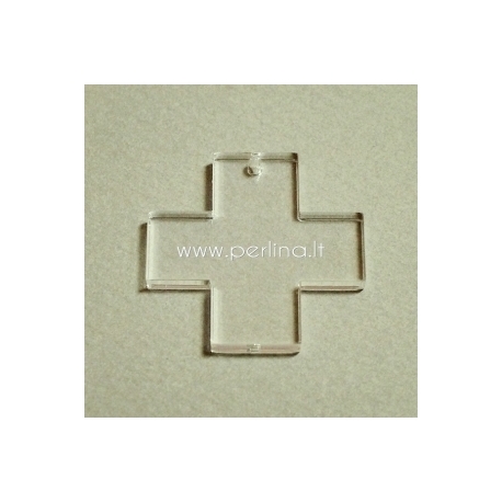 Plexiglass pendant "Cross", clear, 3x3 cm