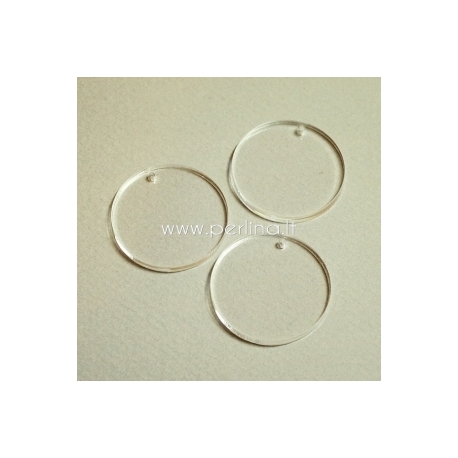 Org. stiklo detalė-pakabukas "Pilnatis", skaidrus, 3 cm