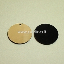 Plexiglass pendant "Full-moon", black/gold, 3 cm