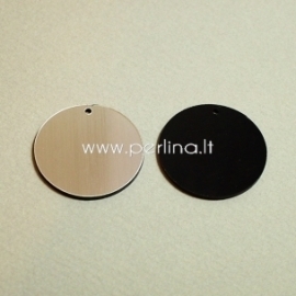 Plexiglass pendant "Full-moon", black/silver, 3 cm