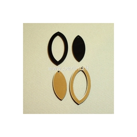 Plexiglass pendant "Drop", black/gold, 4x2 cm