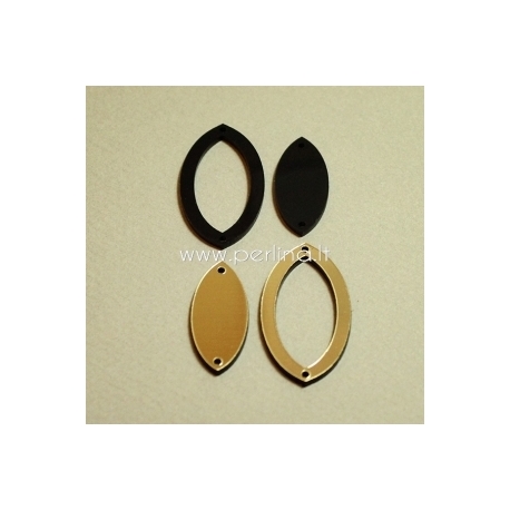 Plexiglass connector "Drop", black/gold, 4x2 cm