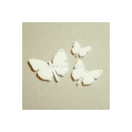 Plexiglass pendant "Butterfly 1", white, 2x1,8 cm