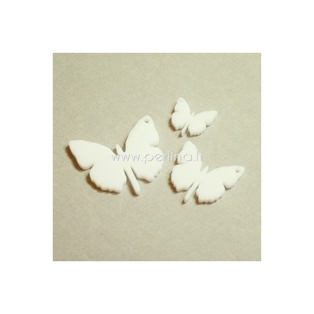 Plexiglass pendant "Butterfly 1", white, 4x3,8 cm