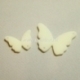 Org. stiklo detalė-intarpas "Drugelis 13", kreminės sp., 2,5x1,8 cm